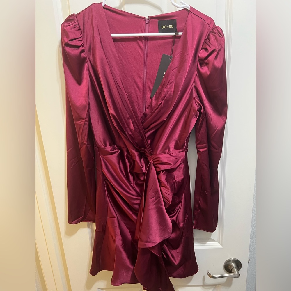 Satin Red Holiday Dress Large